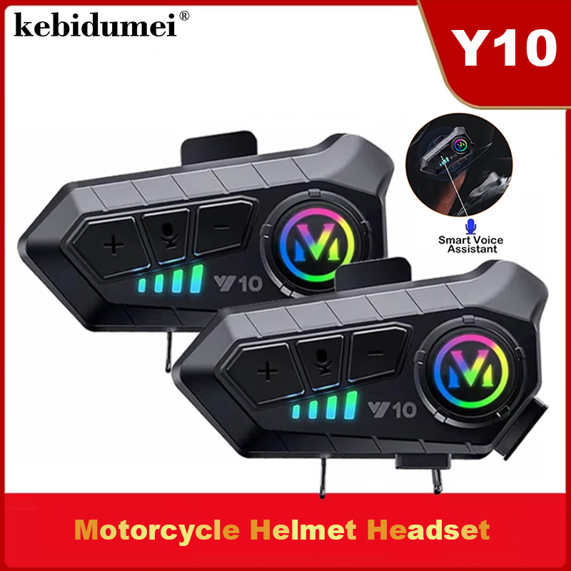Full Face Motorcycle Helmet With Bluetooth - Casque Bluetooth 5.3 Y10, kit mains