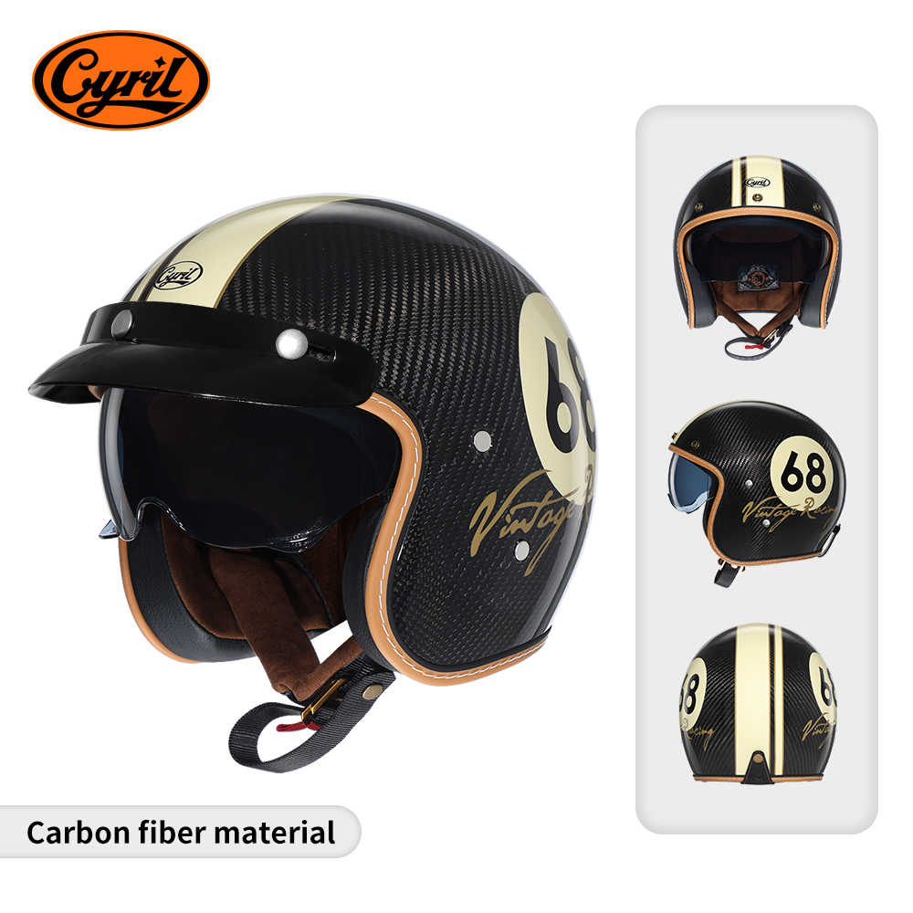 Carbon Fiber Lightweight Motorcycle Helmet - Casques de moto ouverts en fibre