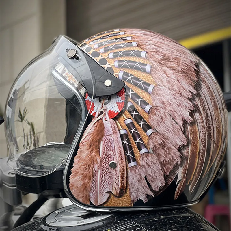 Vintage Open Face Retro Helmet - Casque de moto rétro Vintage à
