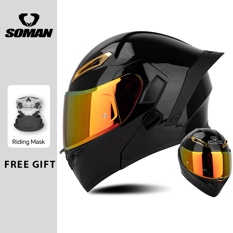 Dual Visor Motorcycle Racing Helmet - Casques de moto rabattables à double