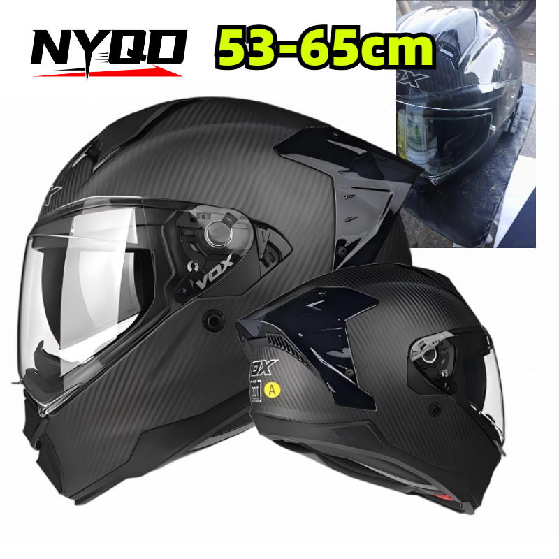 Dual Visor Motorcycle Racing Helmet - Casque de moto intégral en fibre