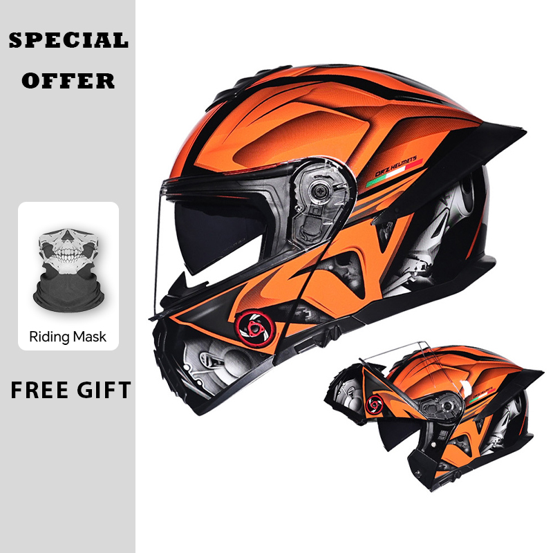 Dual Visor Motorcycle Racing Helmet - Casque de moto rabattable Double visière