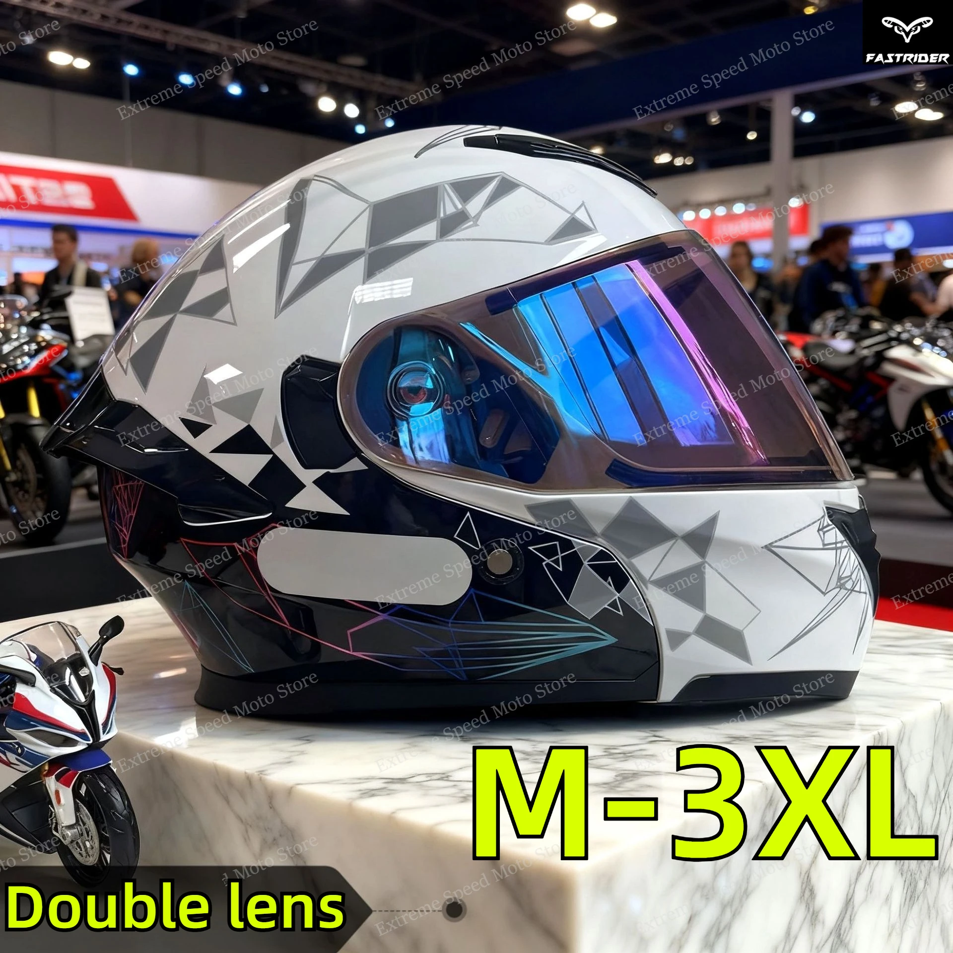 Dual Visor Motorcycle Racing Helmet - Casque de moto modulaire certifié, à