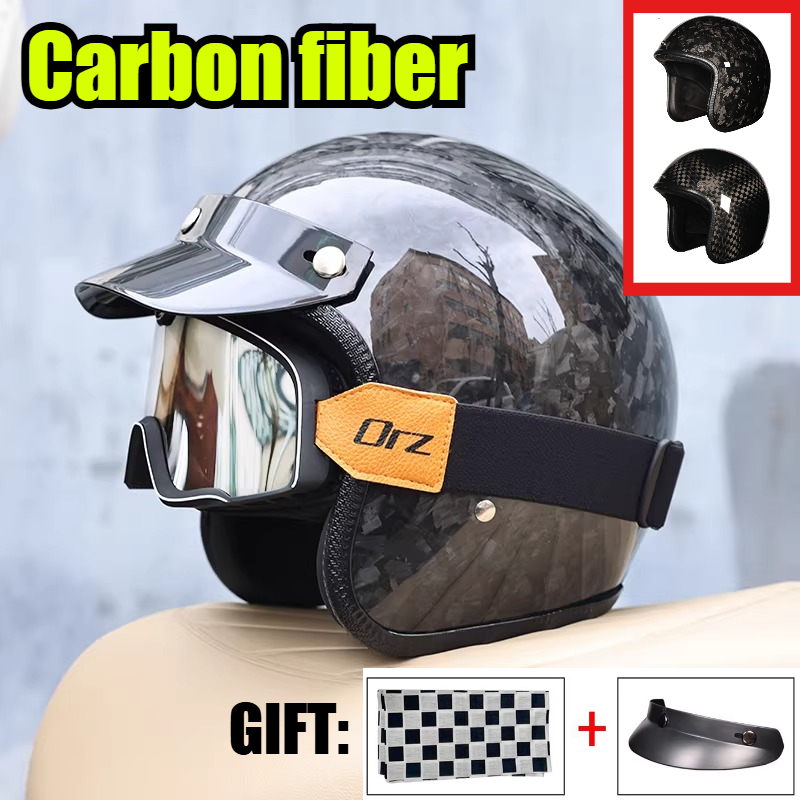 Carbon Fiber Lightweight Motorcycle Helmet - Casque Moto Vintage en Fibre de