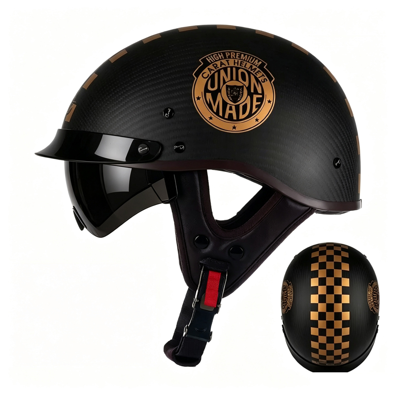 Carbon Fiber Lightweight Motorcycle Helmet - Demi-casque de moto en fibre de