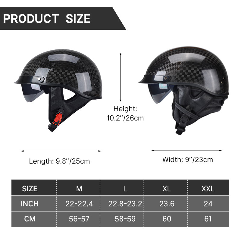 Casque de moto demi-visage lég - Carbon Fiber Lightweight Motorcycle Helmet avis et prix