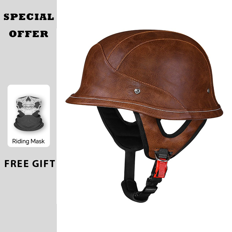 Demi-casque en cuir Vintage, v - Vintage Open Face Retro Helmet avis et prix