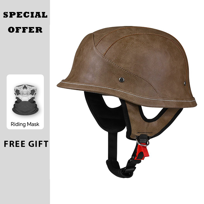 Demi-casque en cuir Vintage, v - Vintage Open Face Retro Helmet avis et prix
