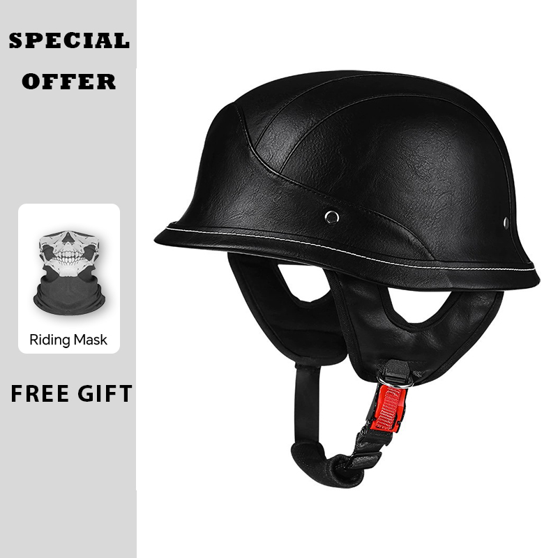 Demi-casque en cuir Vintage, v - Vintage Open Face Retro Helmet avis et prix
