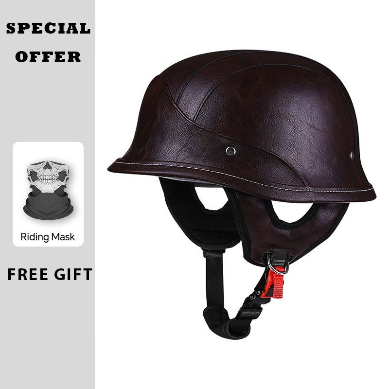 Demi-casque en cuir Vintage, v - Vintage Open Face Retro Helmet avis et prix