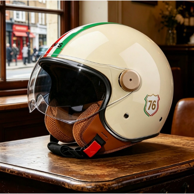Casque de moto ouvert 3/4 cert - Vintage Open Face Retro Helmet avis et prix