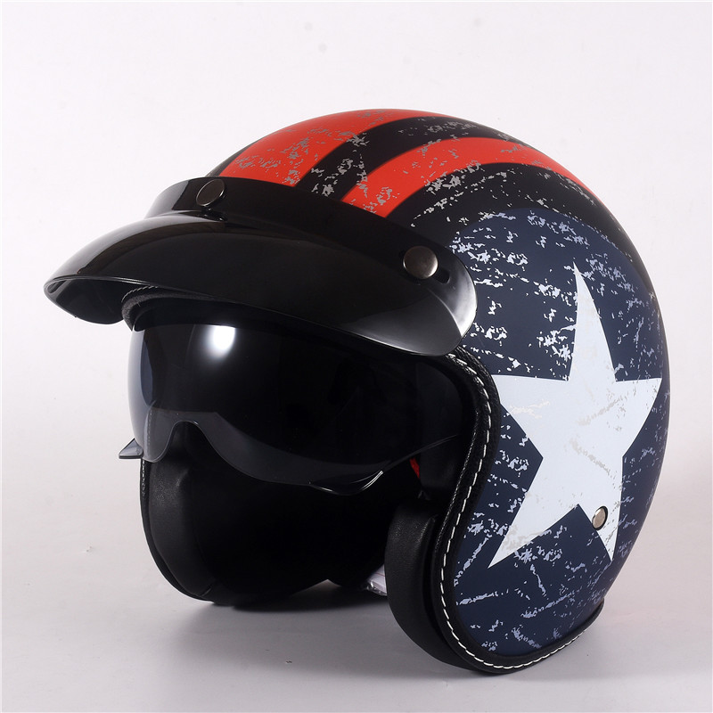 Casque de moto demi-visage en  - Vintage Open Face Retro Helmet avis et prix