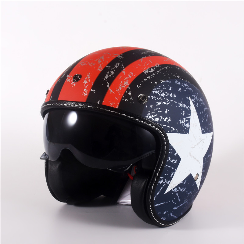 Casque de moto demi-visage en  - Vintage Open Face Retro Helmet avis et prix