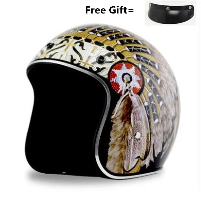 Casque de Moto Noir Vintage à  - Vintage Open Face Retro Helmet avis et prix