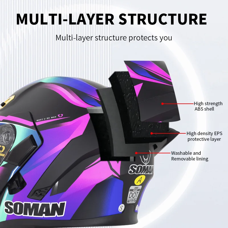 SOMAN Casque intégral double l - Dual Visor Motorcycle Racing Helmet avis et prix