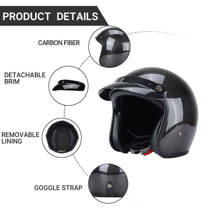 Casque Vintage en Fiber de car - Carbon Fiber Lightweight Motorcycle Helmet avis et prix
