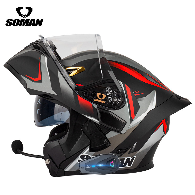 Casque de moto SOMAN Flip Up,  - Dual Visor Motorcycle Racing Helmet avis et prix