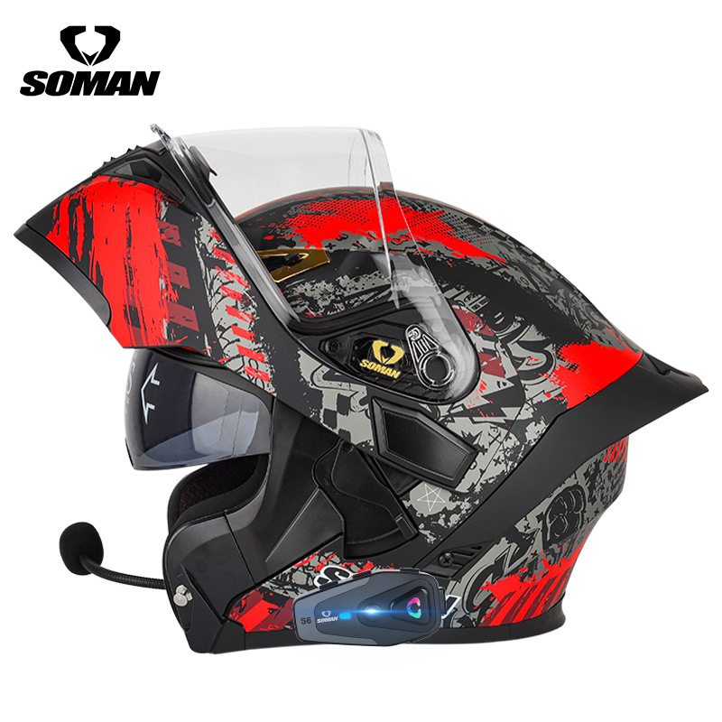 Casque de moto SOMAN Flip Up,  - Dual Visor Motorcycle Racing Helmet avis et prix