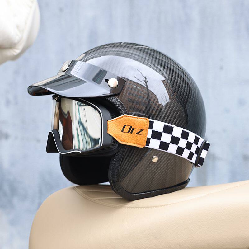Casque Moto Vintage en Fibre d - Carbon Fiber Lightweight Motorcycle Helmet avis et prix