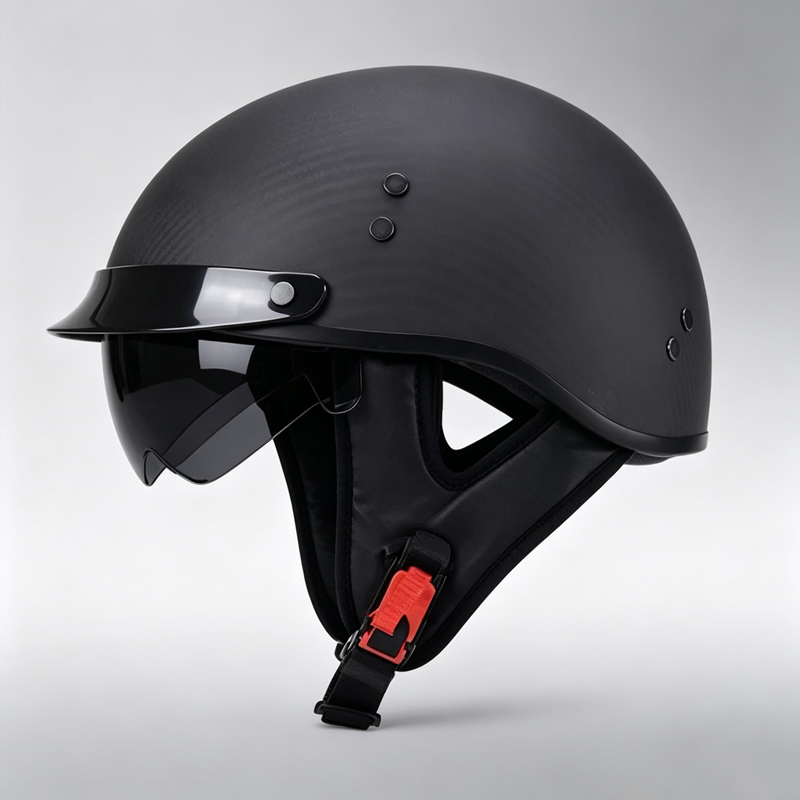 Demi-casque de moto en fibre d - Carbon Fiber Lightweight Motorcycle Helmet avis et prix